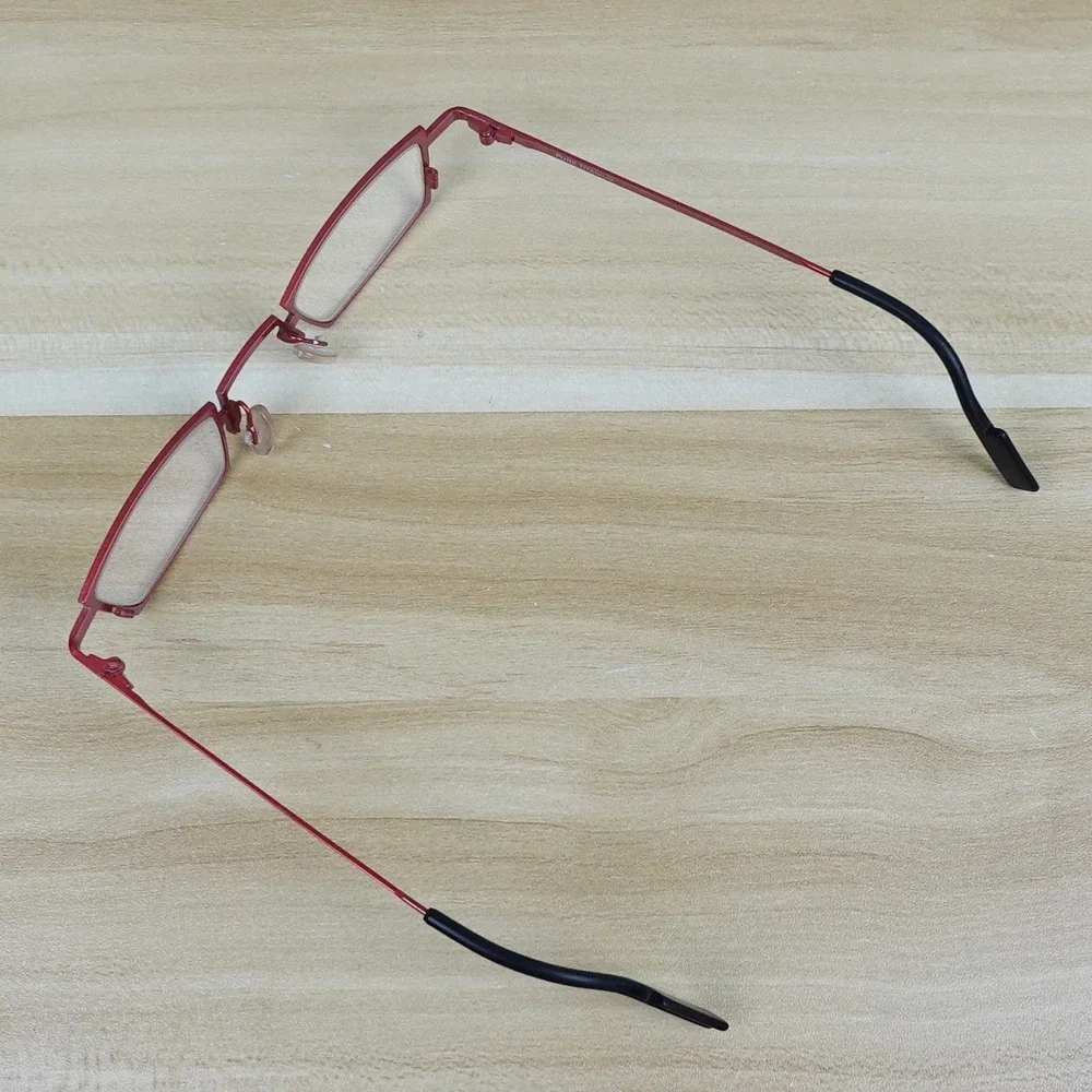 Theo Small Tie 2 Eyeglasses FRAMES Womens Belgium Red Gray Cat Eye 146 Titanium